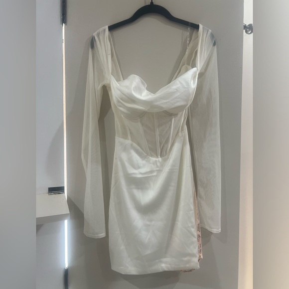 Oh Polly Satin and Mesh Mini Dress with Corset - Size 10 - Picture 3 of 4